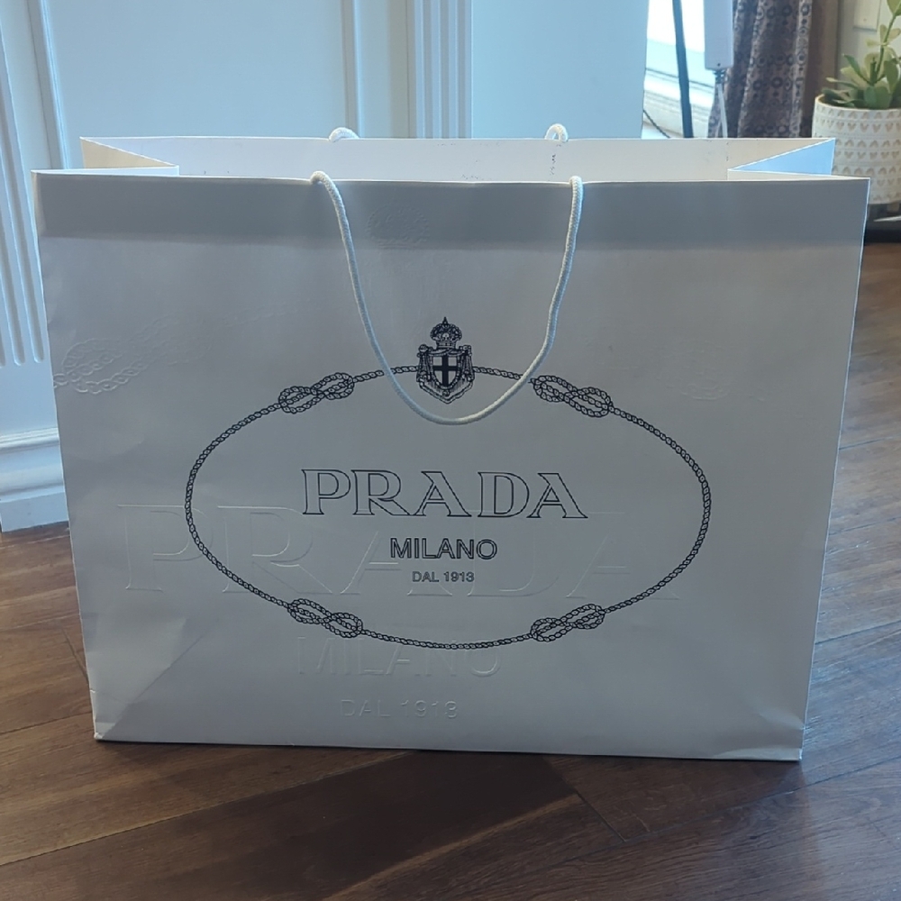 XL Prada White Milano Shopping Paper Bag